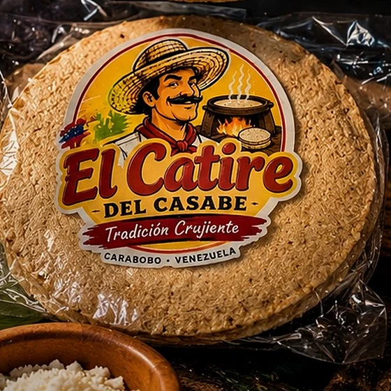 Packaged casabe under the El Catire del Casabe brand